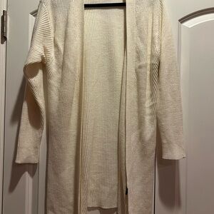 Ambiance Apparel Womens Ivory Open Front Sweater Long Cardigan Lg Chic Layering